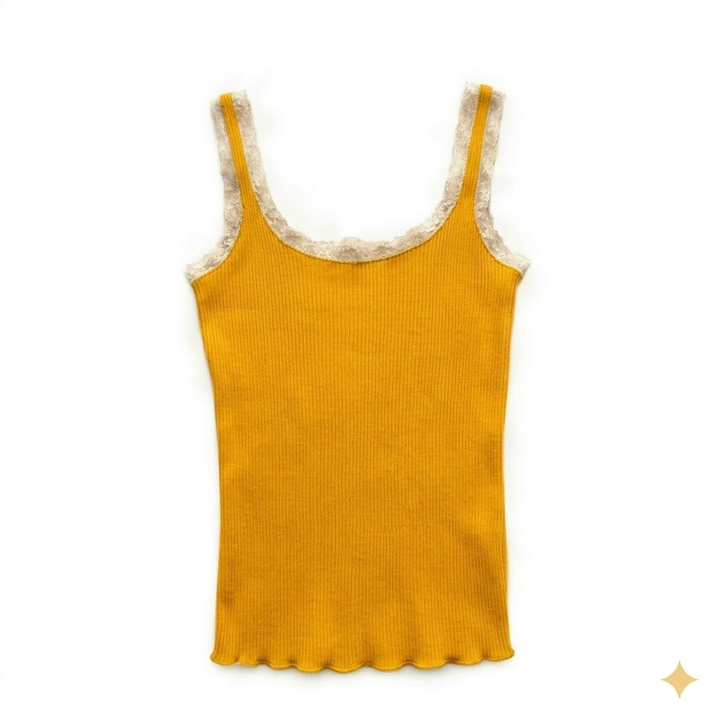 Valentina Camisole Golden Yellow/White