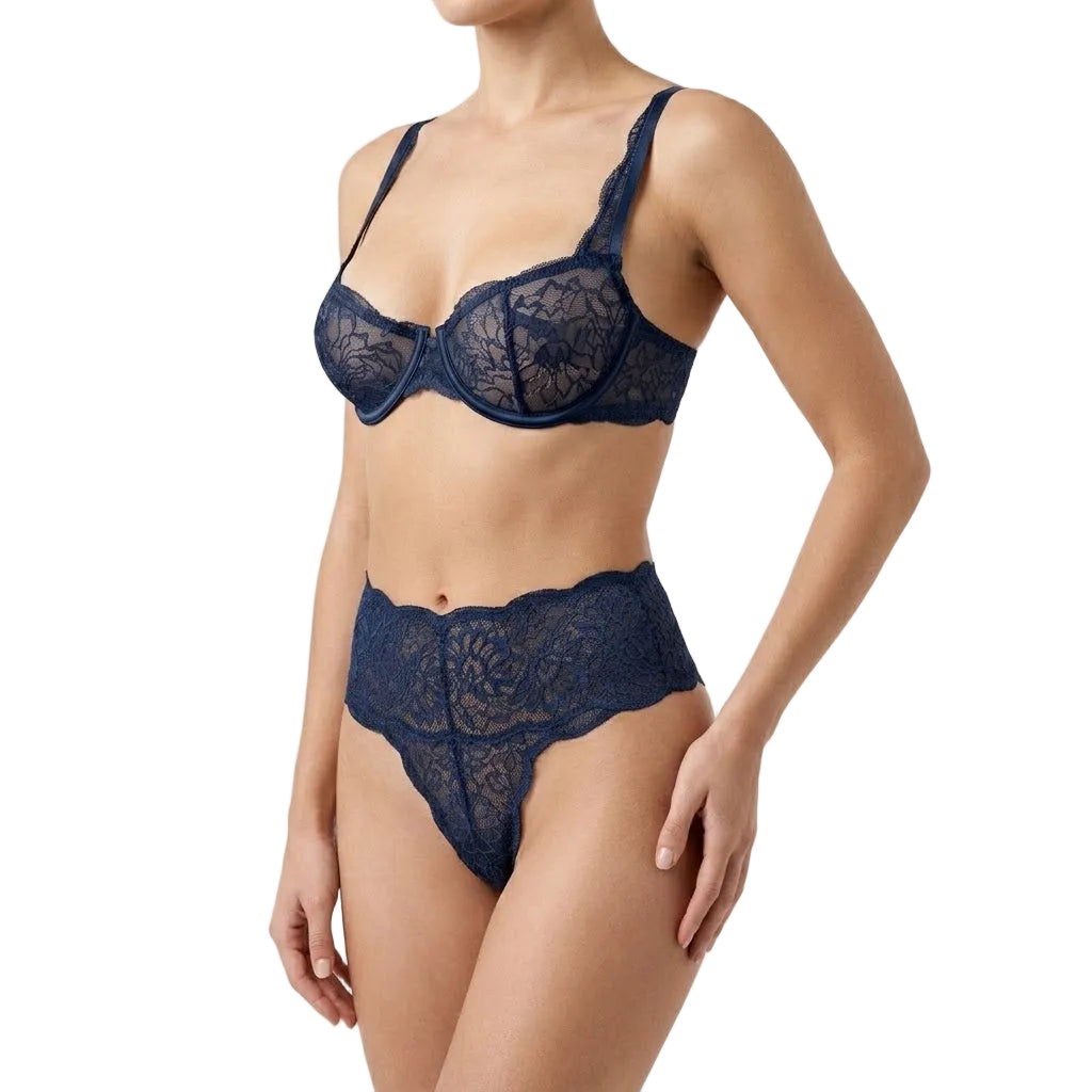 My Way Mid Rise Thong Navy Blue
