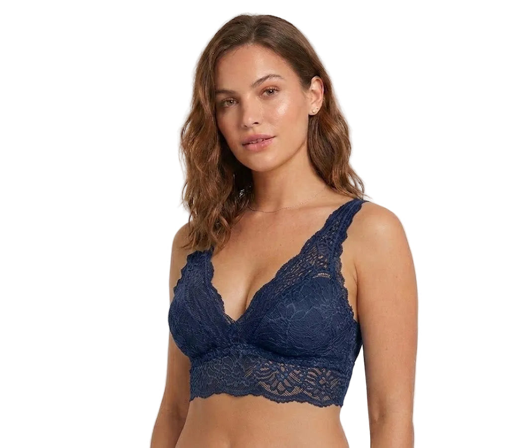 My Way Long Line Bralette Navy Blue