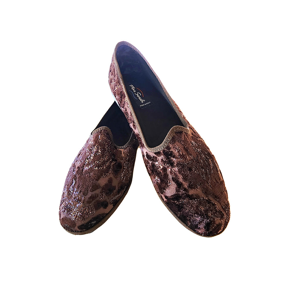 Moirette Burn Out Lurex Marrone