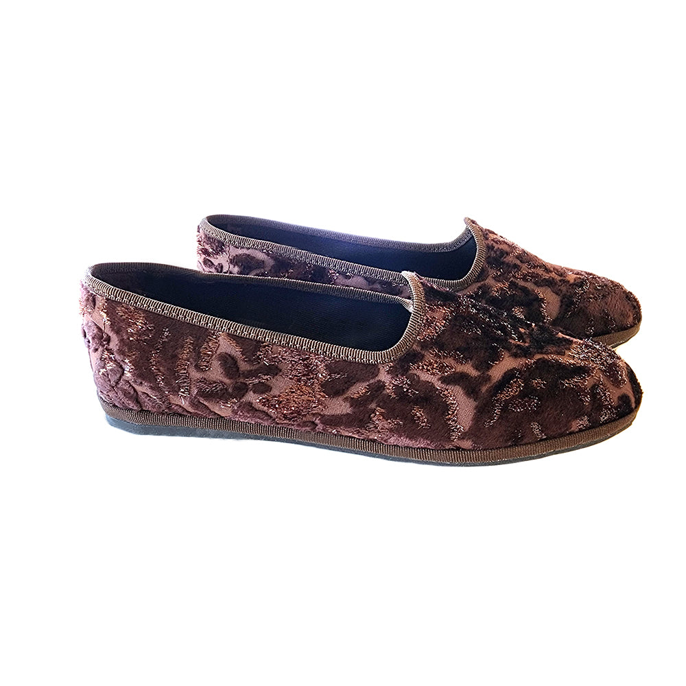 Moirette Burn Out Lurex Marrone