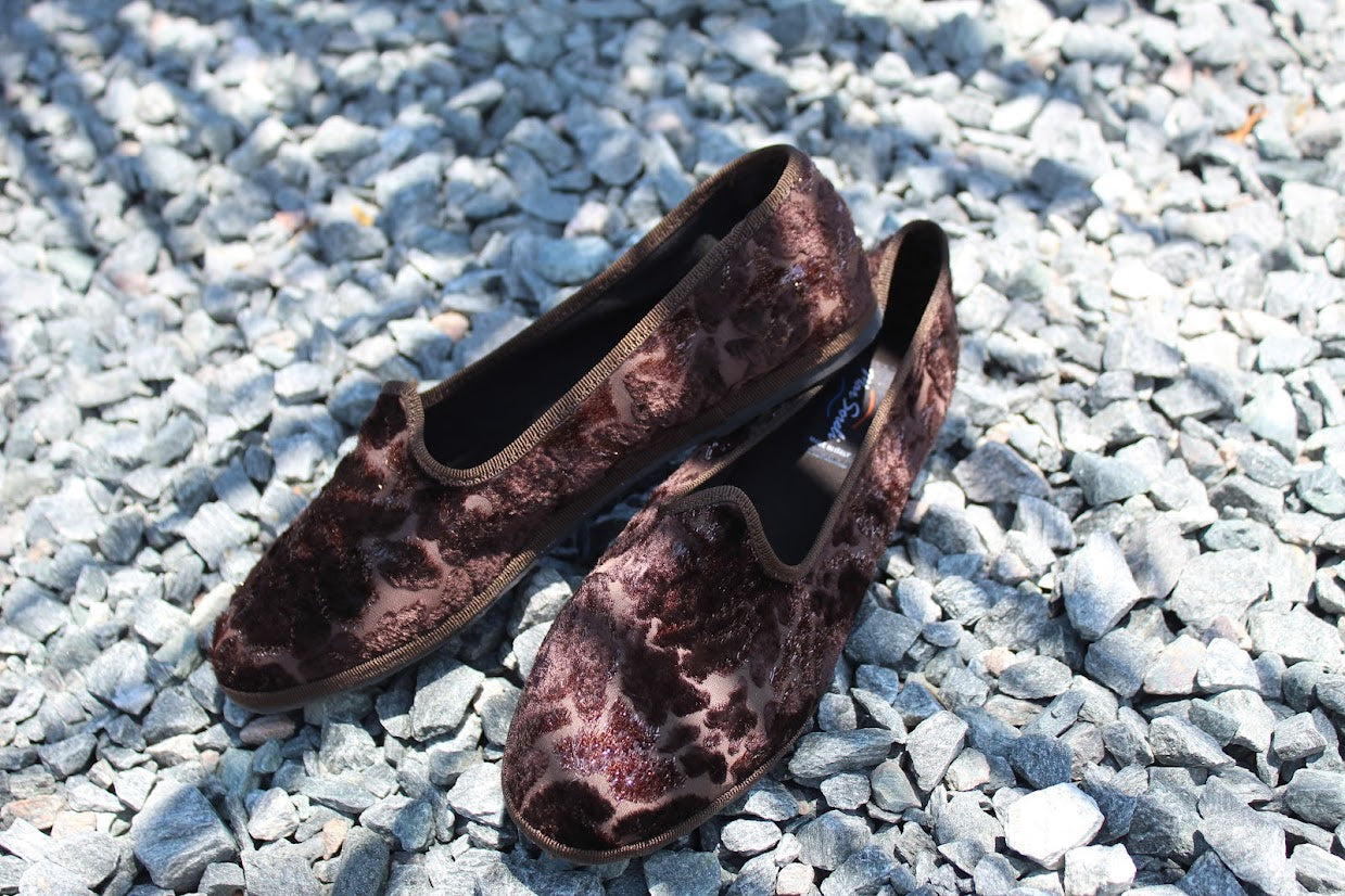 Moirette Burn Out Lurex Marrone