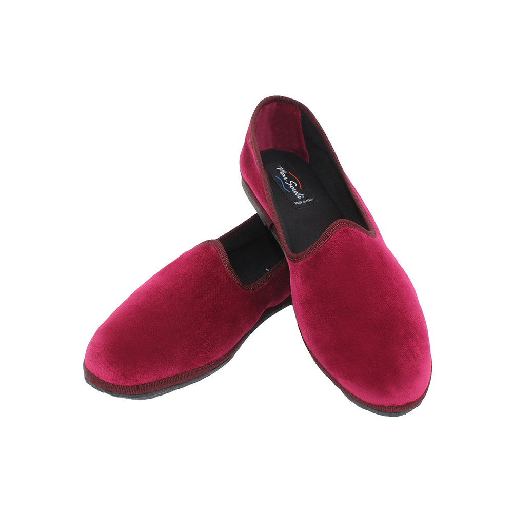 Men's Burgundy Velvet Loafers, Handmade in Italy, Mar Soreli Barolo /
