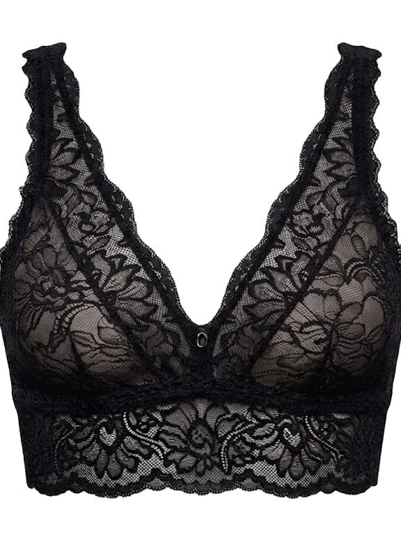 My Way Long Line Bralette Black