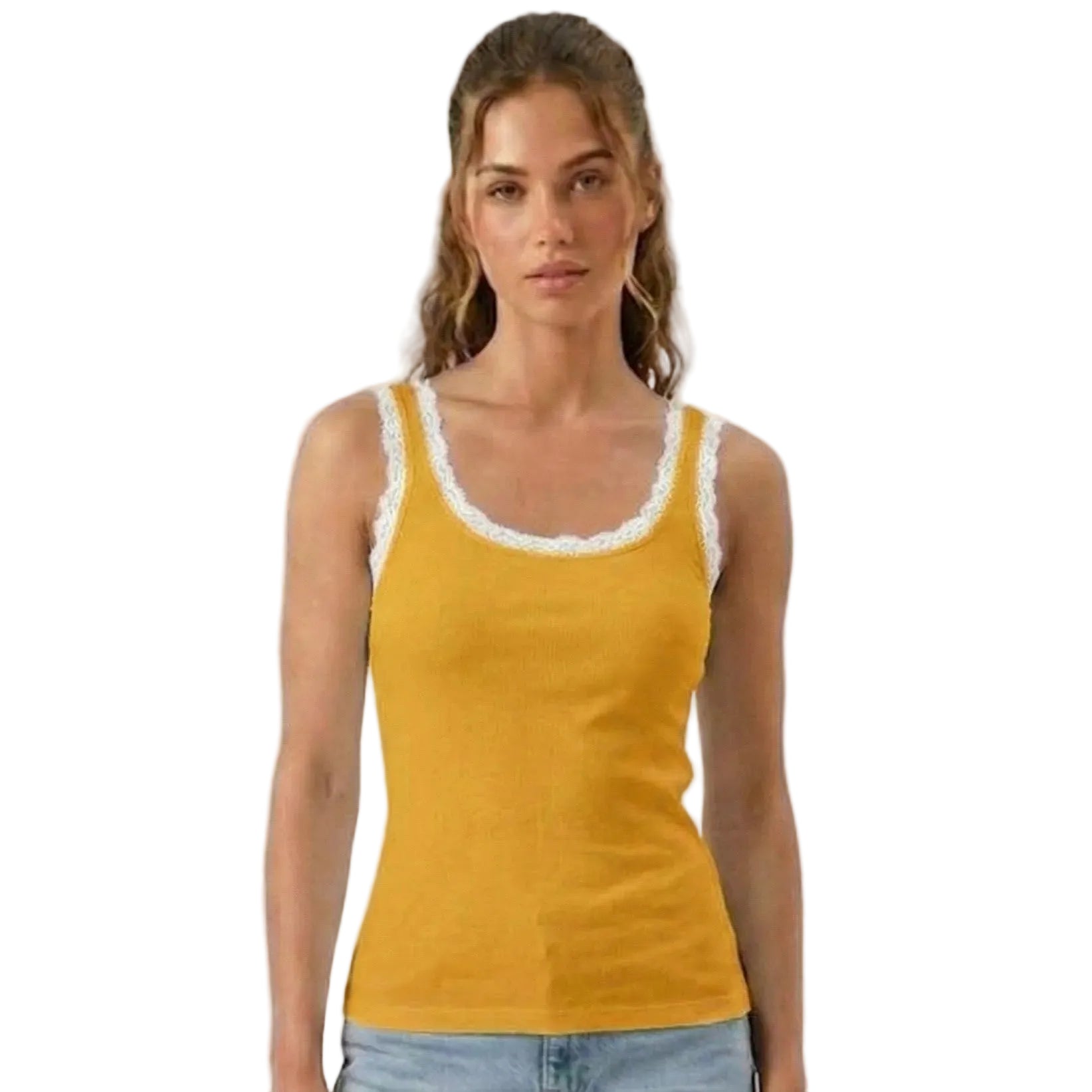 Valentina Camisole Golden Yellow/White